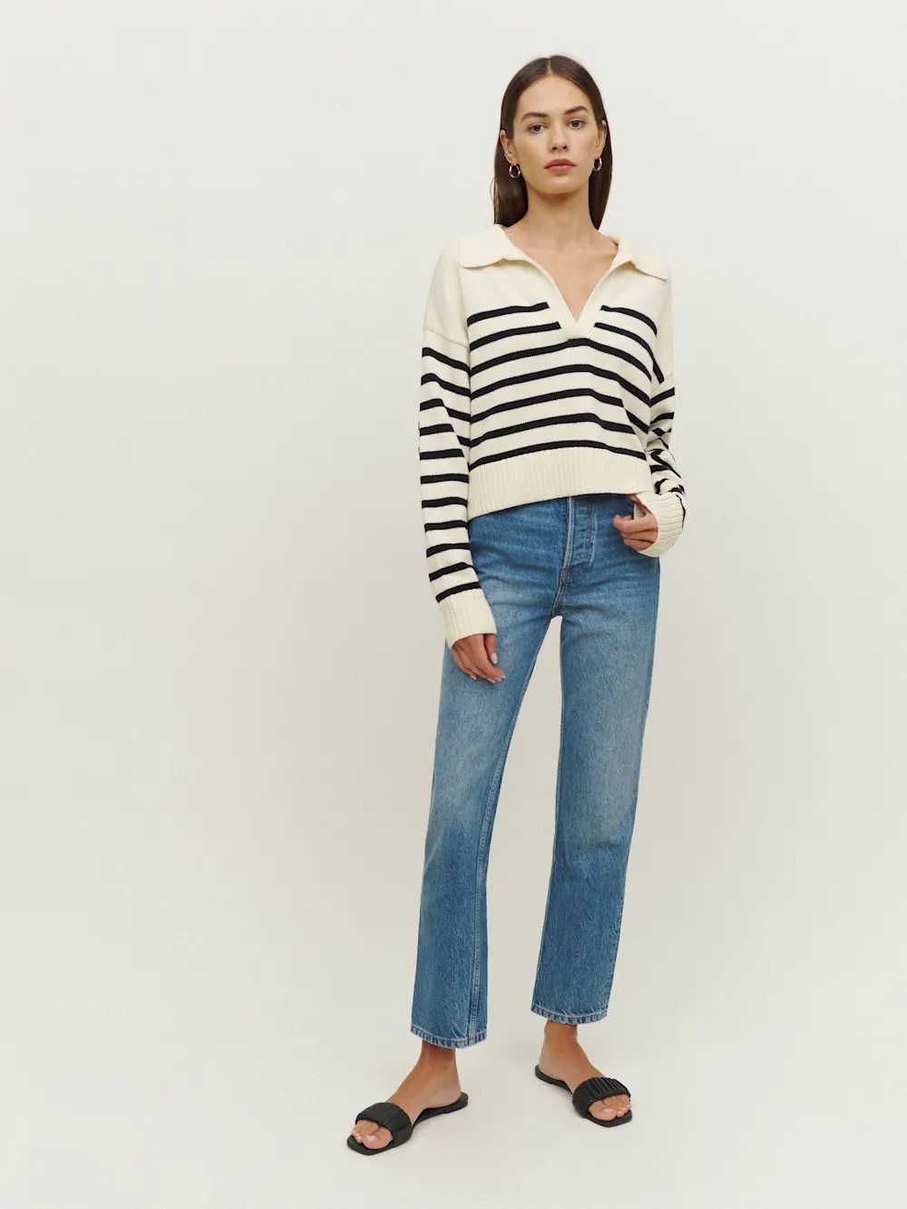 Reformation Francesco Cotton Polo Sweater - Small